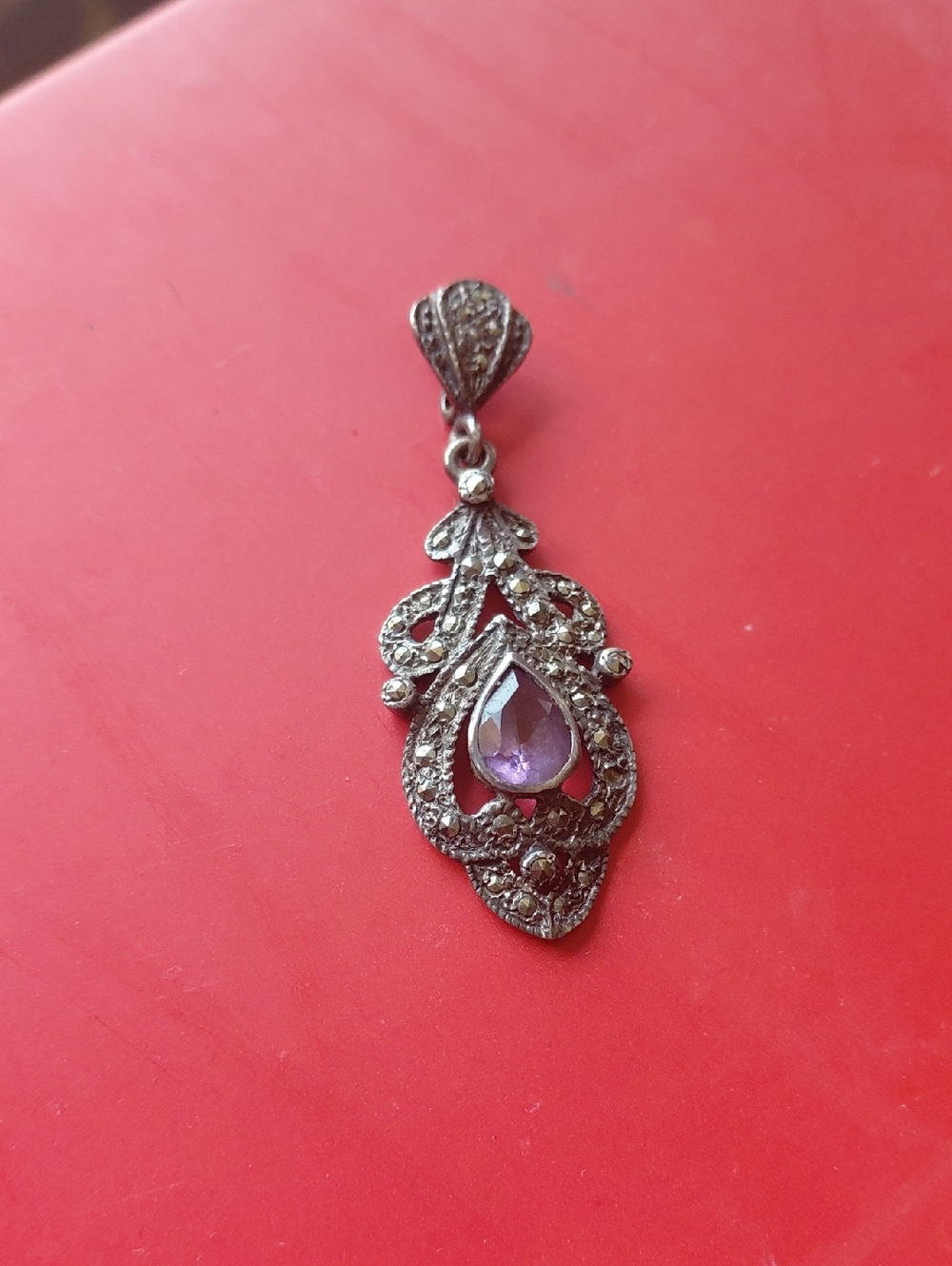 Vintage Marquesite &amethyst Pendant
